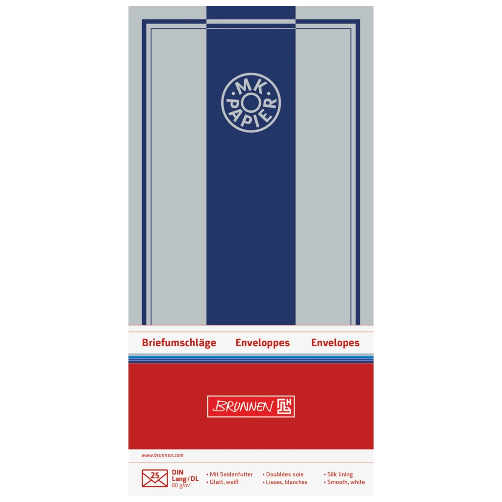 Briefumschläge MK-Papier | DIN lang, 80 g/m², weiß, 25 Stück