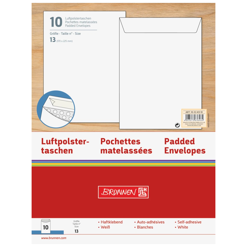 Luftpolstertaschen | 172×225 mm, 13, 75 g/m², weiß, 10 Stück