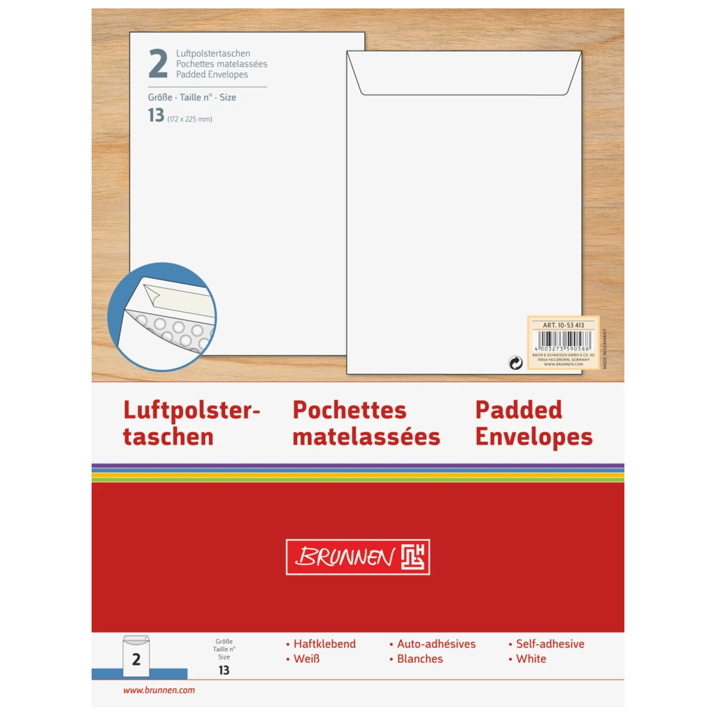 Luftpolstertaschen | 170×225 mm, 13, 75 g/m², weiß, 2 Stück