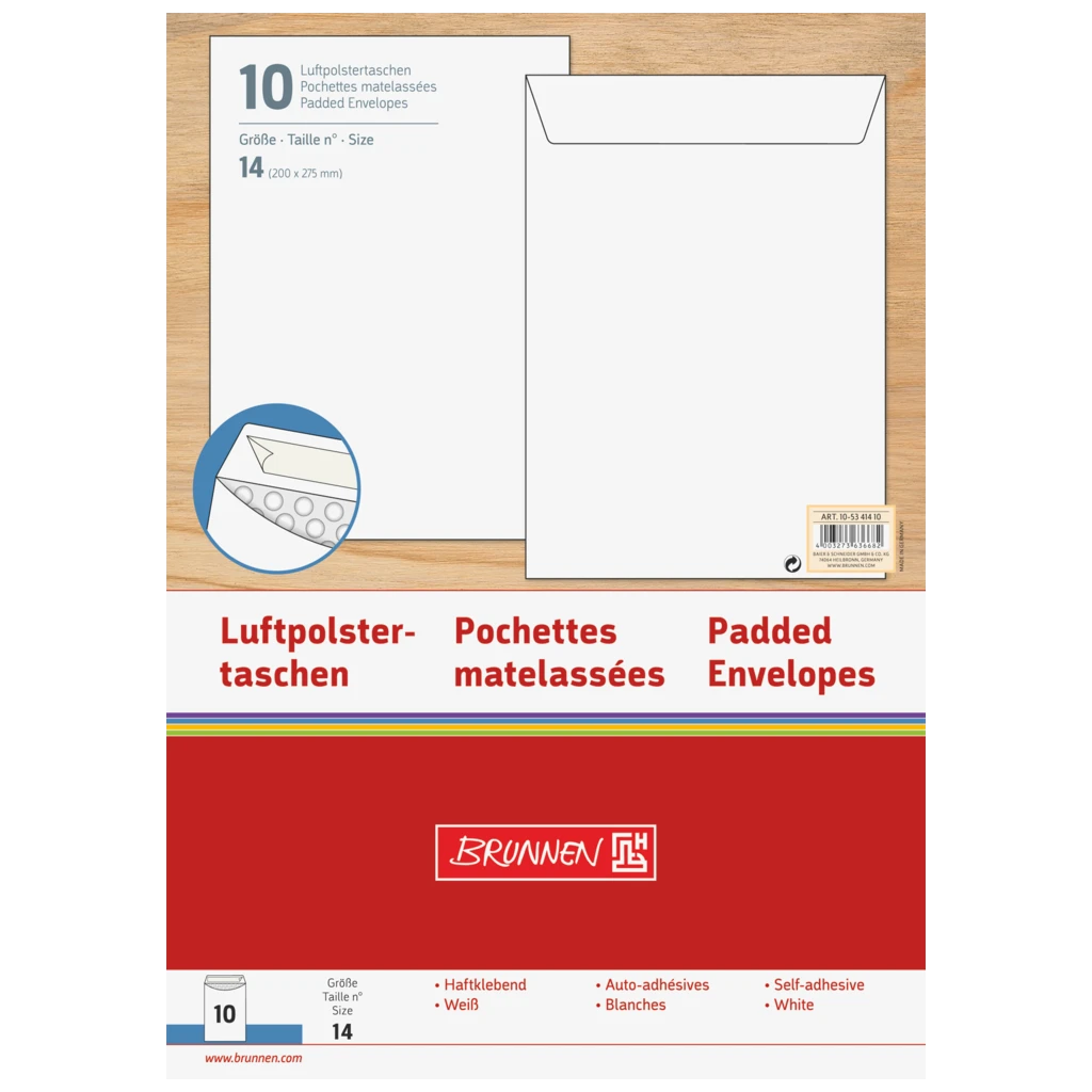 Luftpolstertaschen | 200×280 mm, 14, 75 g/m², weiß, 10 Stück