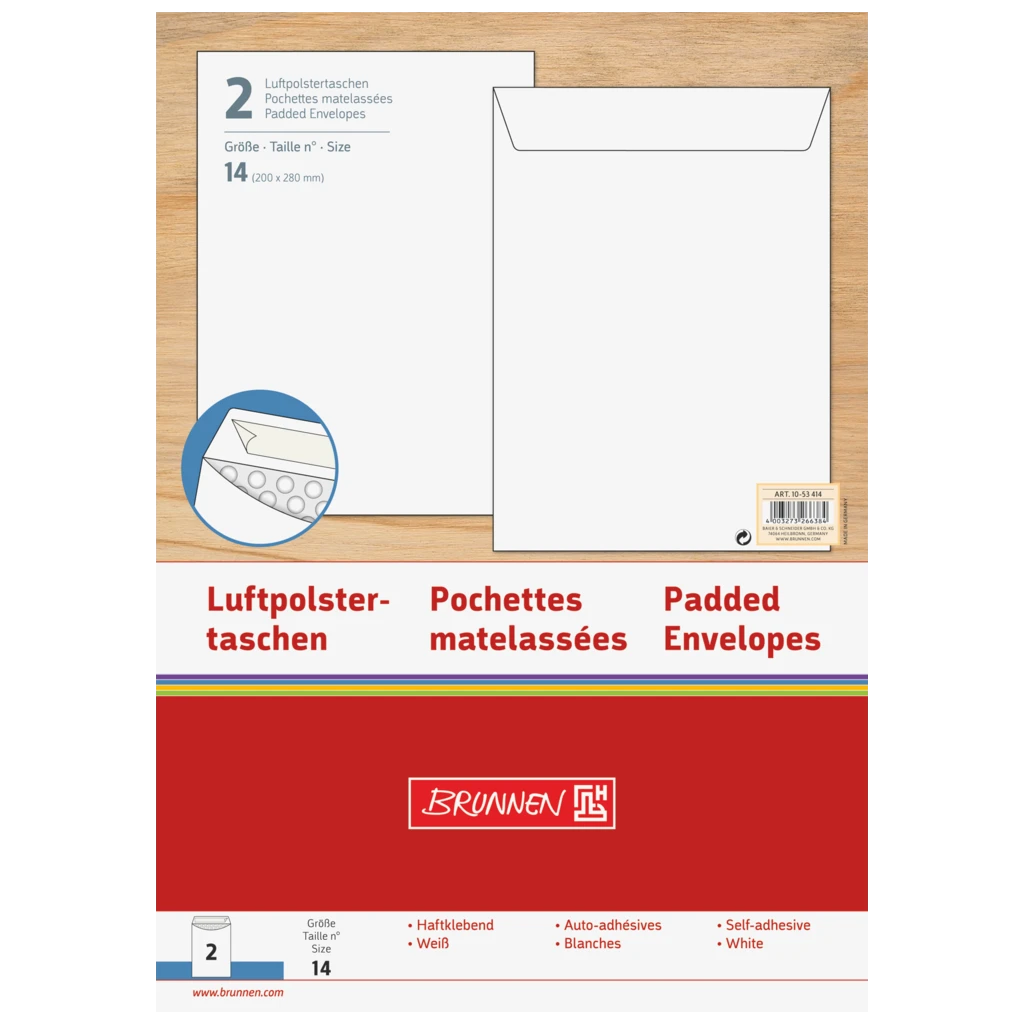 Luftpolstertaschen | 200×275 mm, 14, 75 g/m², weiß, 2 Stück