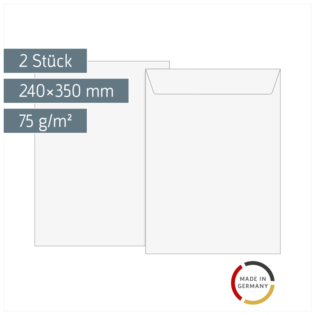 Luftpolstertaschen | 240×350 mm, 16, 75 g/m², weiß, 2 Stück