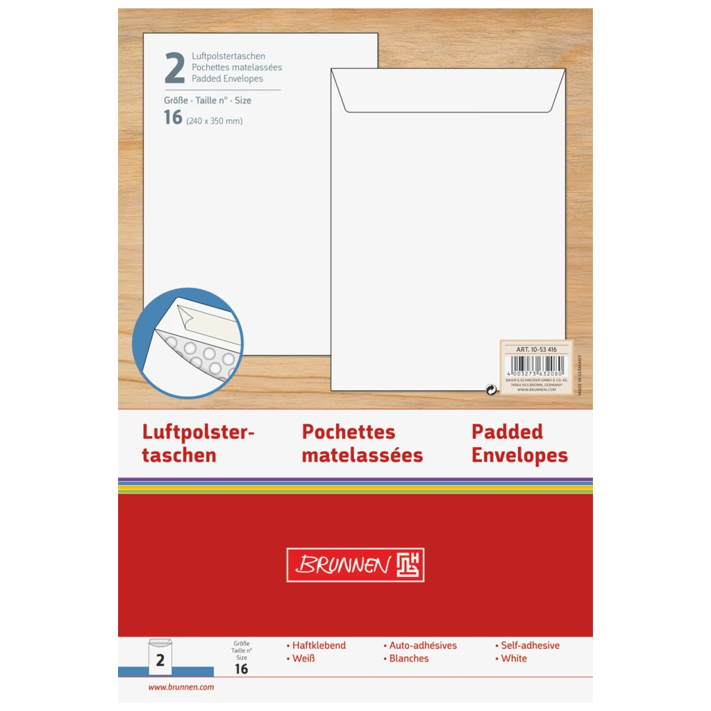 Luftpolstertaschen | 240×350 mm, 16, 75 g/m², weiß, 2 Stück