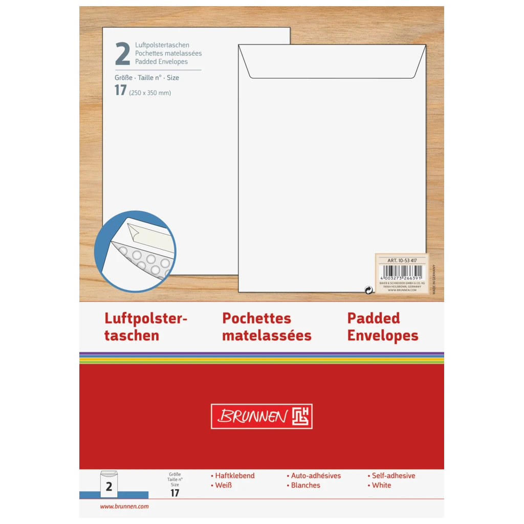 Luftpolstertaschen | 250×350 mm, 17, 75 g/m², weiß, 2 Stück
