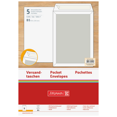 Versandtaschen mit Kartonrückwand | 176×250 mm, B5, 120 g/m², weiß, 5 Stück