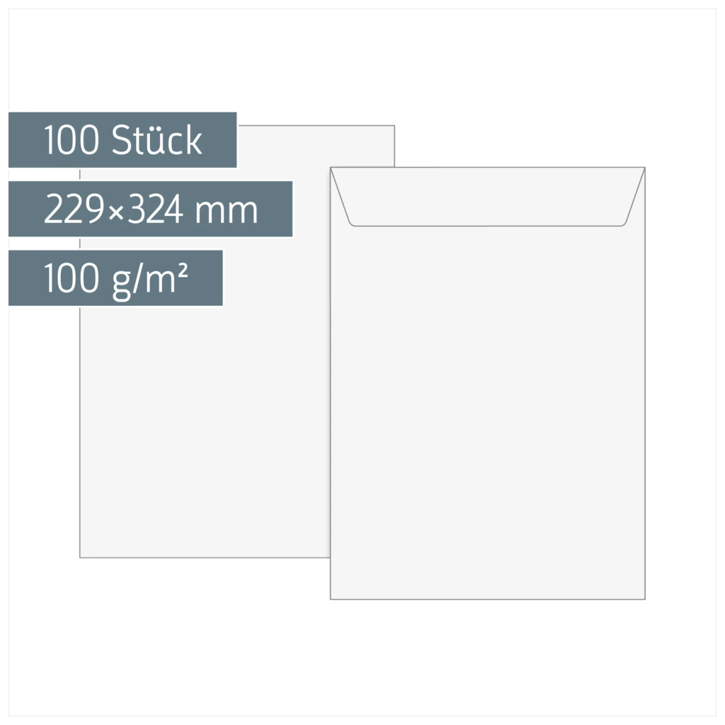 Versandtaschen | 229×324 mm, C4, 100 g/m², weiß, 100 Stück