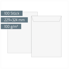 Versandtaschen | 229×324 mm, C4, 100 g/m², weiß, 100 Stück