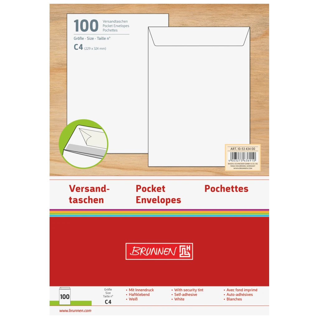 Versandtaschen | 229×324 mm, C4, 100 g/m², weiß, 100 Stück