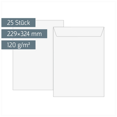 Versandtaschen | 229×324 mm, C4, 120 g/m², weiß, 25 Stück