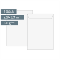 Versandtaschen | 229×324 mm, C4, 120 g/m², weiß, 5 Stück