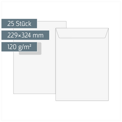 Versandtaschen mit Fenster | 229×324 mm, C4, 120 g/m², weiß, 25 Stück