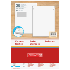 Versandtaschen mit Fenster | 229×324 mm, C4, 120 g/m², weiß, 25 Stück