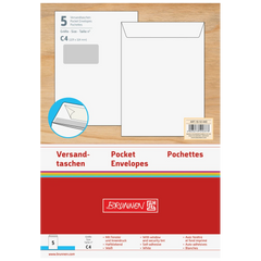 Versandtaschen mit Fenster | 229×324 mm, C4, 120 g/m², weiß, 5 Stück