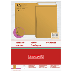 Versandtaschen mit Faltboden | 229×324 mm, C4, braun, 50 Stück