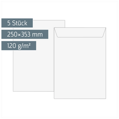 Versandtaschen | 250×353 mm, B4, 120 g/m², weiß, 5 Stück