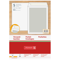 Versandtaschen mit Kartonrückwand | 250×353 mm, B4, 120 g/m², weiß, 5 Stück