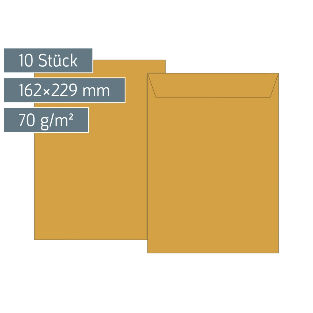 Versandtaschen | 162×229 mm, C5, 70 g/m², braun, 10 Stück