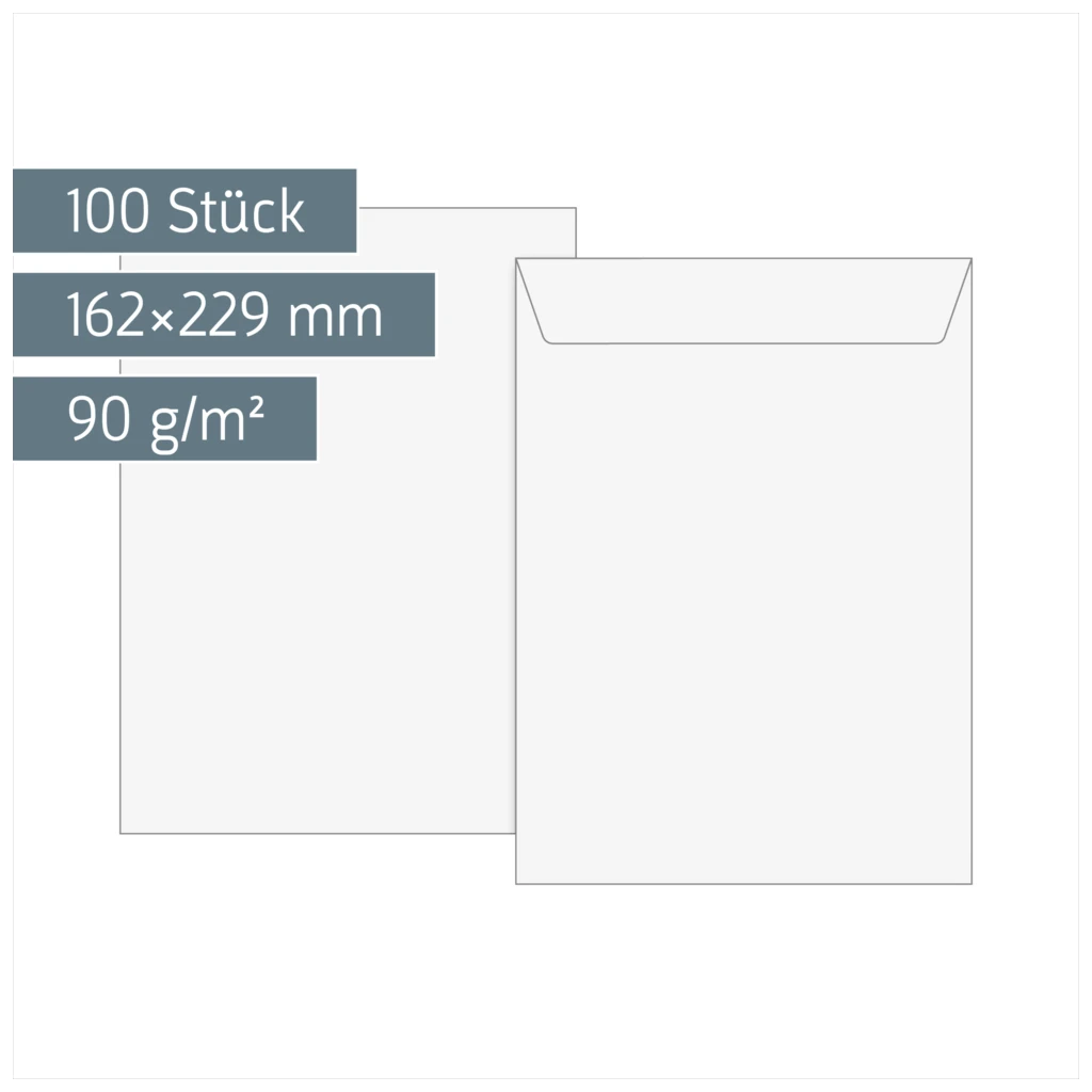 Versandtaschen | 162×229 mm, C5, 90 g/m², weiß, 100 Stück