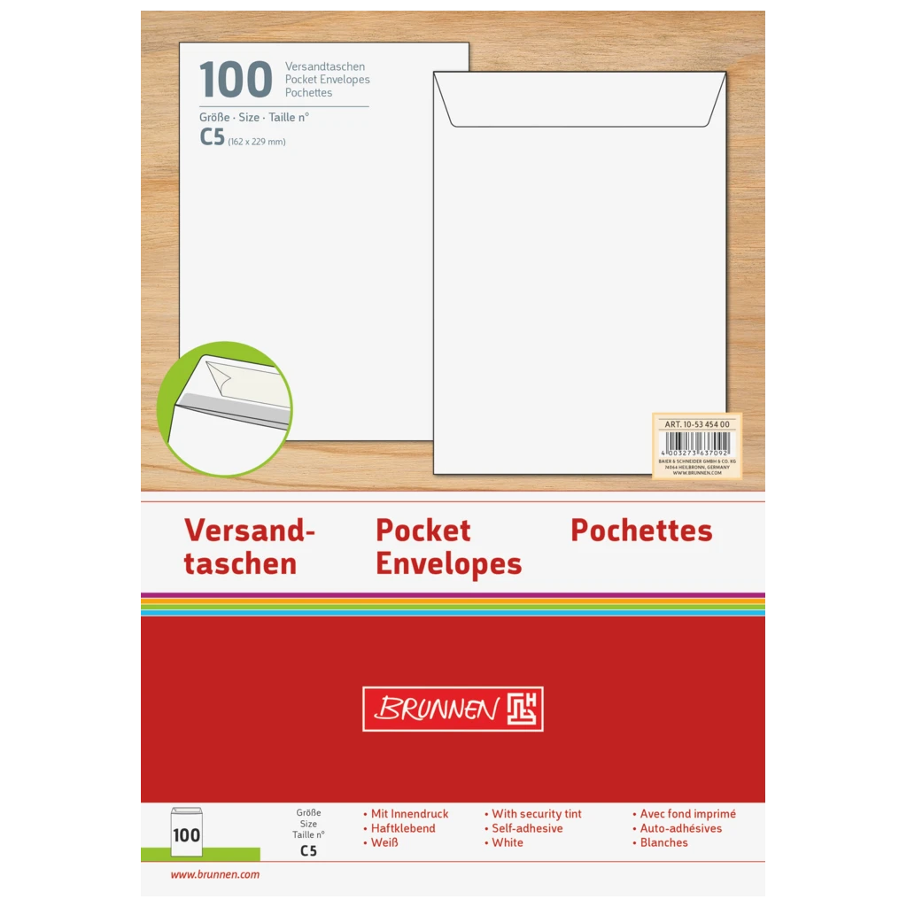 Versandtaschen | 162×229 mm, C5, 90 g/m², weiß, 100 Stück