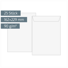 Versandtaschen | 162×229 mm, C5, 90 g/m², weiß, 25 Stück
