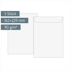 Versandtaschen | 162×229 mm, C5, 90 g/m², weiß, 5 Stück