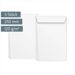 Versandtaschen mit Faltboden | 250 mm, B4, 120 g/m², weiß, 5 Stück