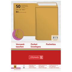 Versandtaschen mit Faltboden | 250×353 mm, B4, 130 g/m², braun, 50 Stück