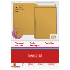 Versandtaschen mit Faltboden | 250×353 mm, B4, 130 g/m², braun, 5 Stück