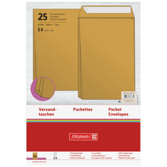 Versandtaschen mit Faltboden | 280×400 mm, E4, 150 g/m², braun, 25 Stück