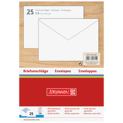 Briefumschläge | 162×114 mm, C6, 75 g/m², weiß, 25 Stück