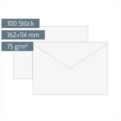 Briefumschläge | 162×114 mm, C6, 75 g/m², weiß, 100 Stück