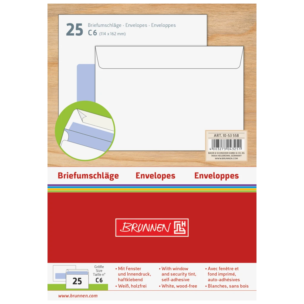 Briefumschläge mit Fenster | C6, weiß, 25 Stück