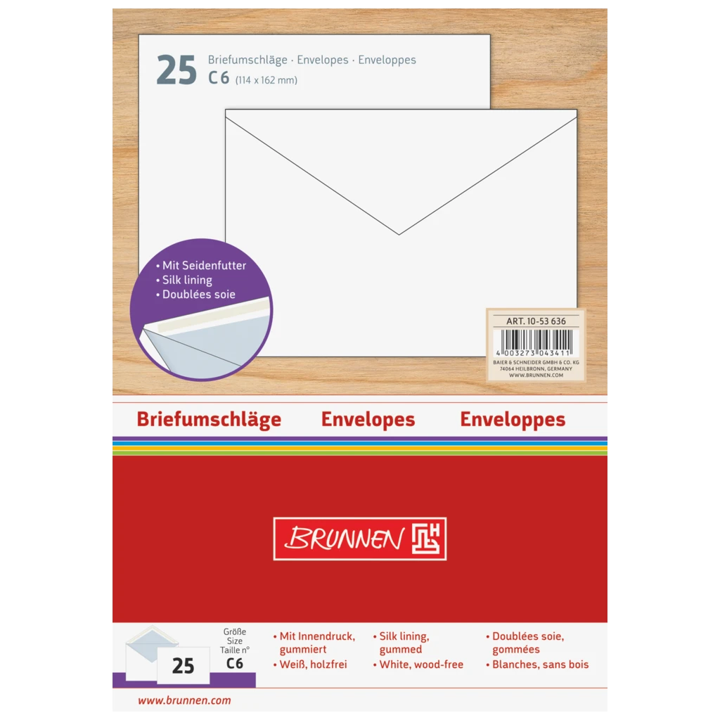 Briefumschläge | 162×114 mm, C6, 75 g/m², weiß, 25 Stück