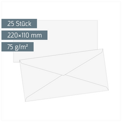 Briefumschläge | 220×110 mm, DIN lang, 75 g/m², weiß, 25 Stück
