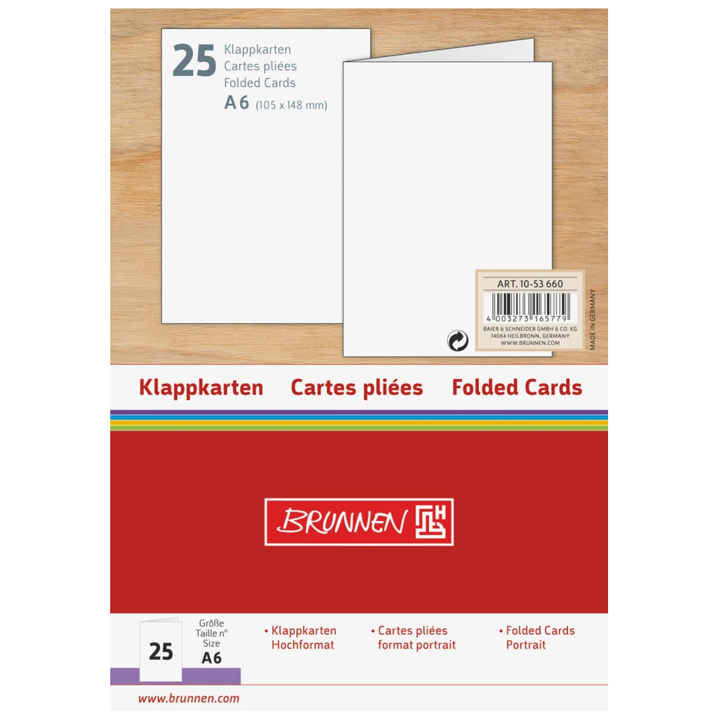 Brief- und Bastelkarten | A6, 105×148 mm, 250 g/m², weiß, 25 Stück