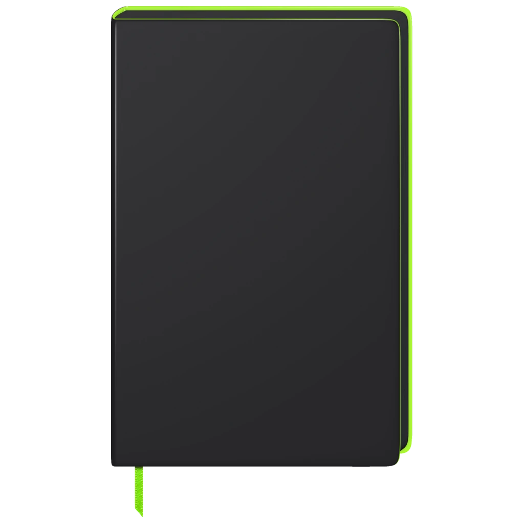 Notizbuch Premium „Neon“ | A5, punktiert, neongrün/schwarz