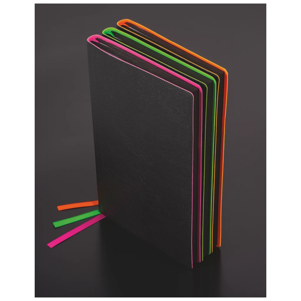 Notizbuch Premium „Neon“ | A5, punktiert, neongrün/schwarz