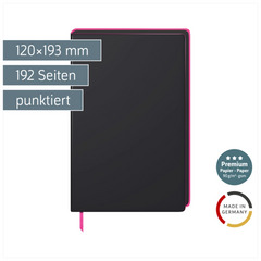 Notizbuch Premium „Neon“ | A5, punktiert, neonpink/schwarz