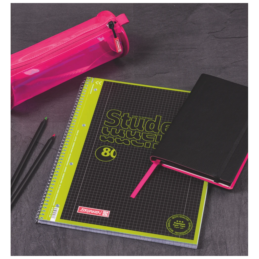 Notizbuch Premium „Neon“ | A5, punktiert, neonpink/schwarz