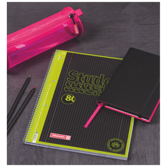 Notizbuch Premium „Neon“ | A5, punktiert, neonpink/schwarz