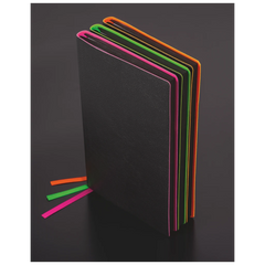 Notizbuch Premium „Neon“ | A5, punktiert, neonpink/schwarz