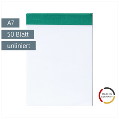 Notizblock | A7, unliniert, 50 Blatt, grün