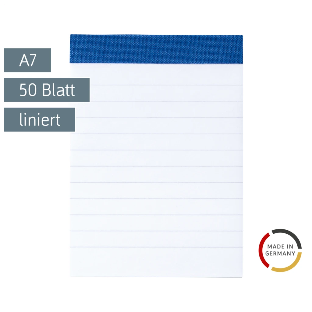 Notizblock | A7, liniert, 50 Blatt, blau