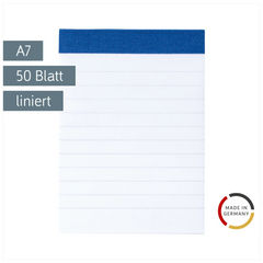 Notizblock | A7, liniert, 50 Blatt, blau