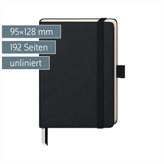 Notizbuch Kompagnon Klassik | A6, unliniert, Gummizugverschluss, schwarz