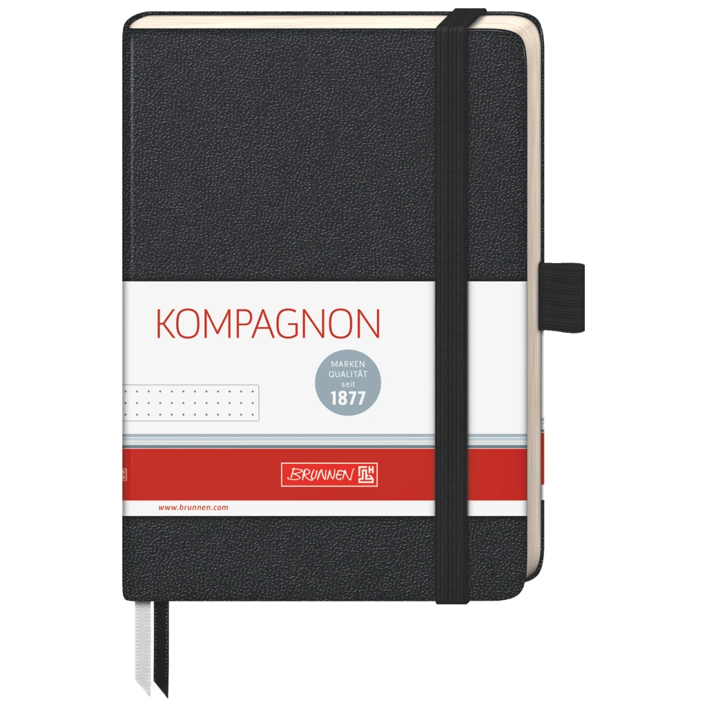 Notizbuch Kompagnon Klassik | A6, punktiert, Gummizugverschluss, schwarz