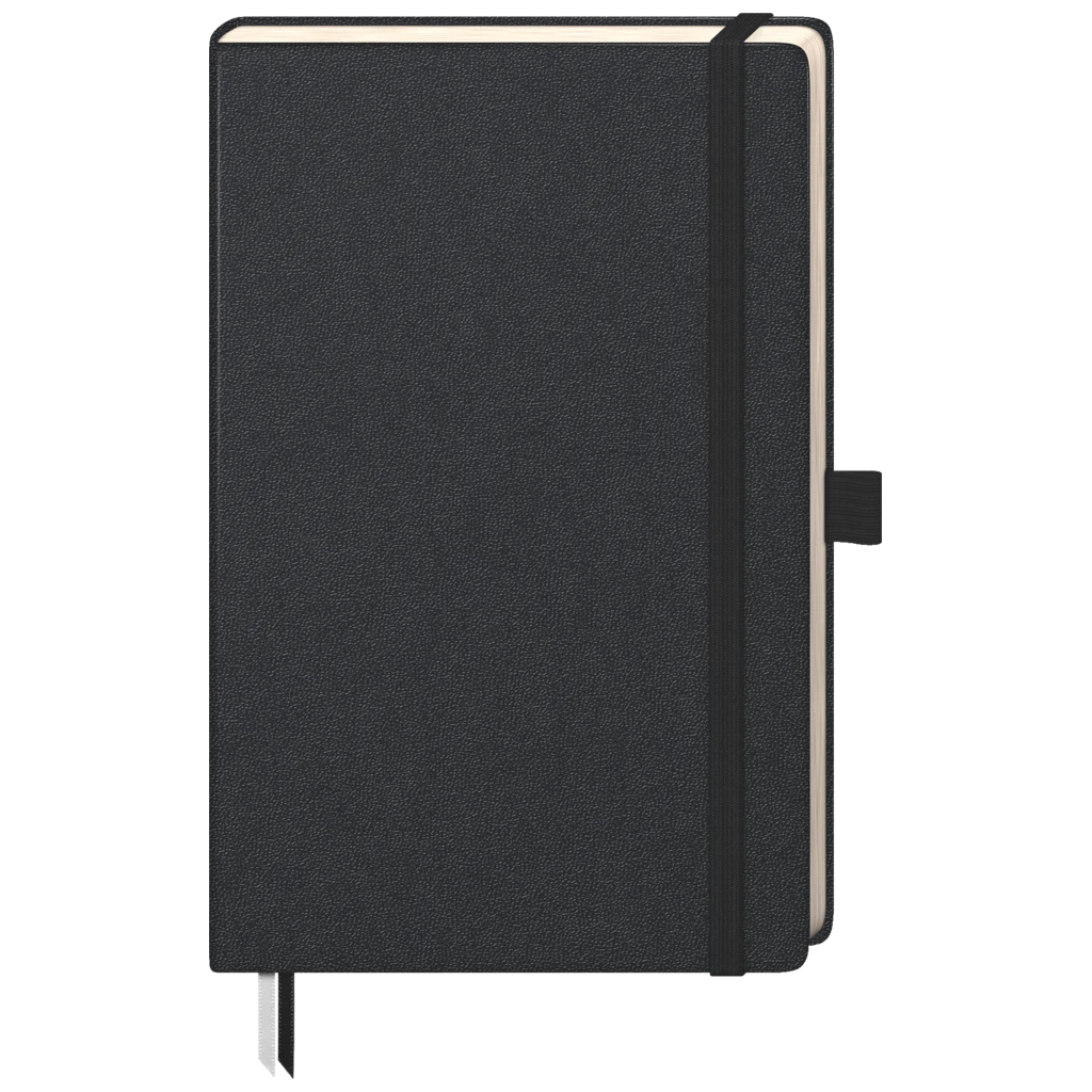 Notizbuch Kompagnon Klassik | A5, kariert, Gummizugverschluss, schwarz