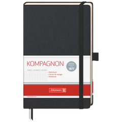 Notizbuch Kompagnon Klassik | A5, kariert, Gummizugverschluss, schwarz