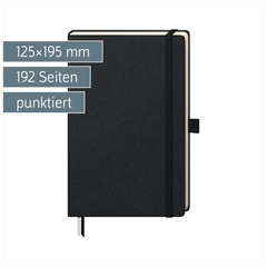 Notizbuch Kompagnon Klassik | A5, punktiert, Gummizugverschluss, schwarz