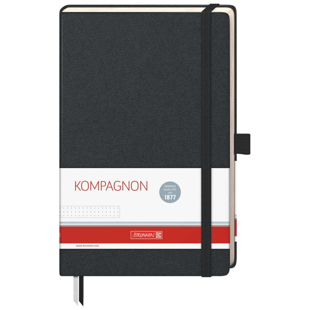Notizbuch Kompagnon Klassik | A5, punktiert, Gummizugverschluss, schwarz